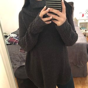 Grey Turtleneck Long Sweater